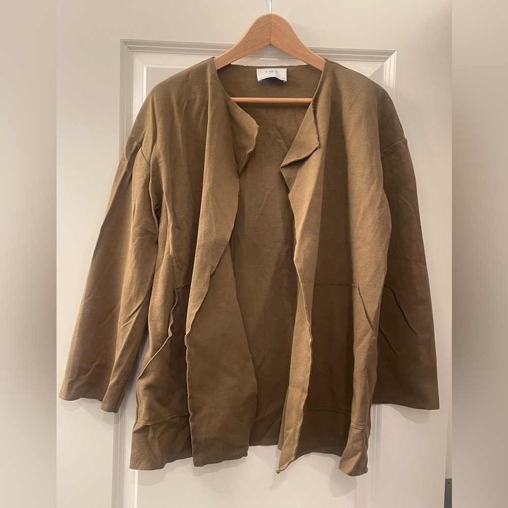 Zara Women's Olive Green lightweight over coat